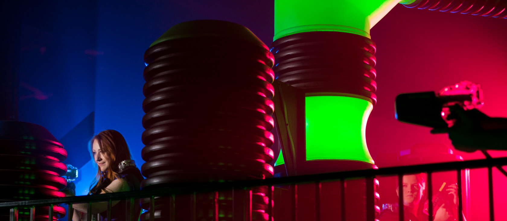 People playing laser tag in the laser tag arena